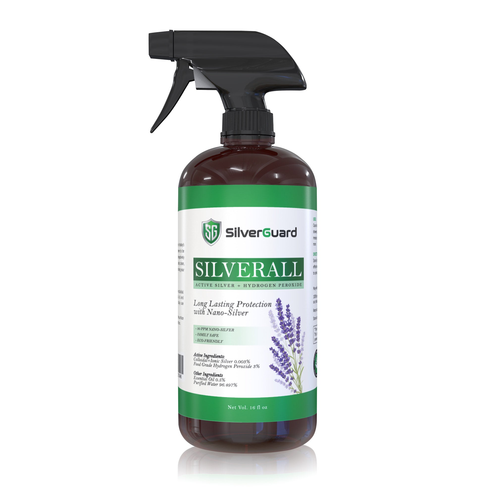 SilverGuard SilverAll Hydrogen Peroxide Spray Active Colloidal Silver Natural Cleaning Product SilverGuard Colloidal Silver Health Products